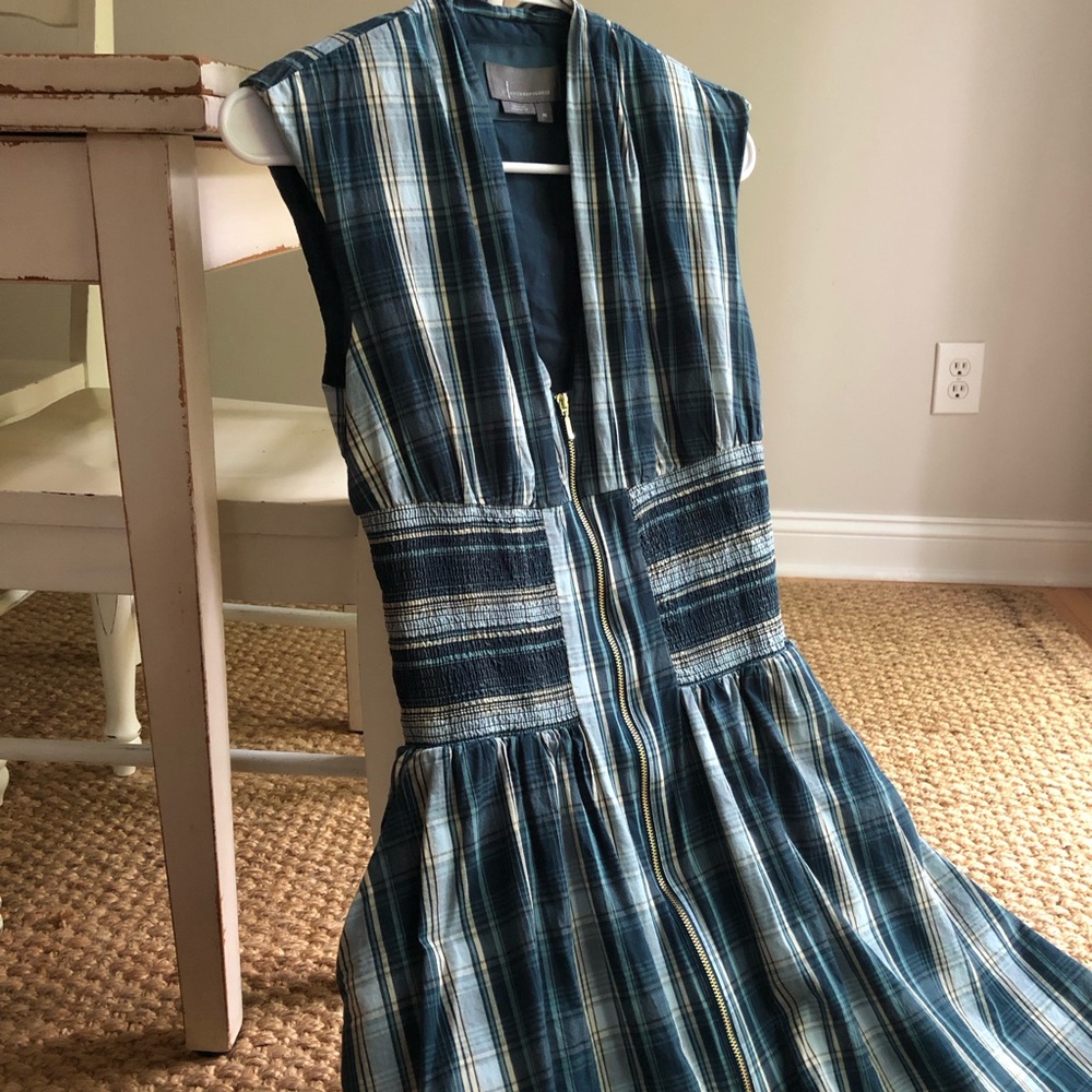 New: Anthropologie Tommie Zip-Front Midi Dress. Plaid. Pockets. Size XS - Picture 2 of 16